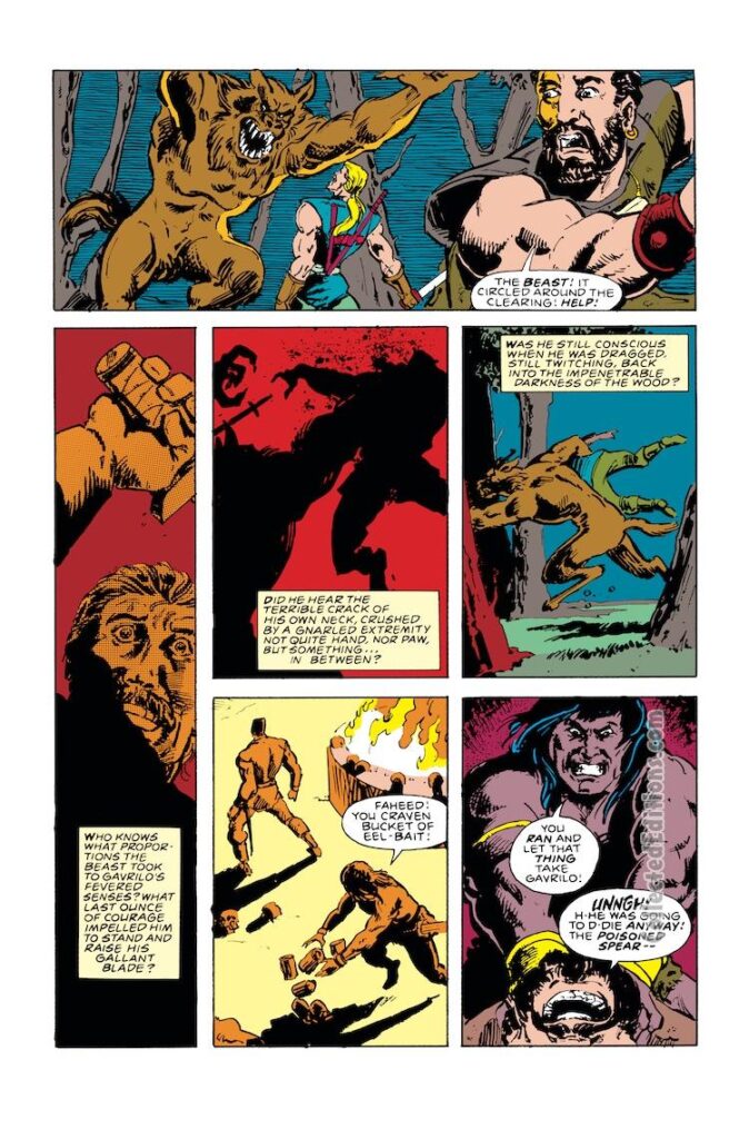 Conan the Barbarian #224, pg. 13; pencils, Geoff Senior; inks, Steve Buccellato; Gavrilo; Faheed
