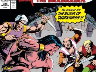 Conan the Barbarian #225 cover; pencils and inks, Rodney Ramos; Blinded by the elixir of darkness