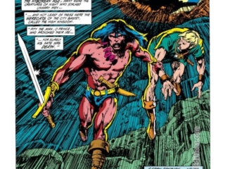 Conan the Barbarian #227, pg. 1; pencils, Jos&eacute; Delbo; inks, Rodney Ramos, Mark Texeira; Catspaw, splash page, Gerry Conway