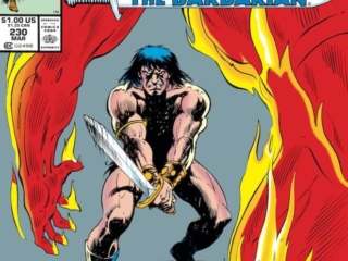 Conan the Barbarian #230 cover; pencils and inks, Alfredo Alcala; Trial By Fire