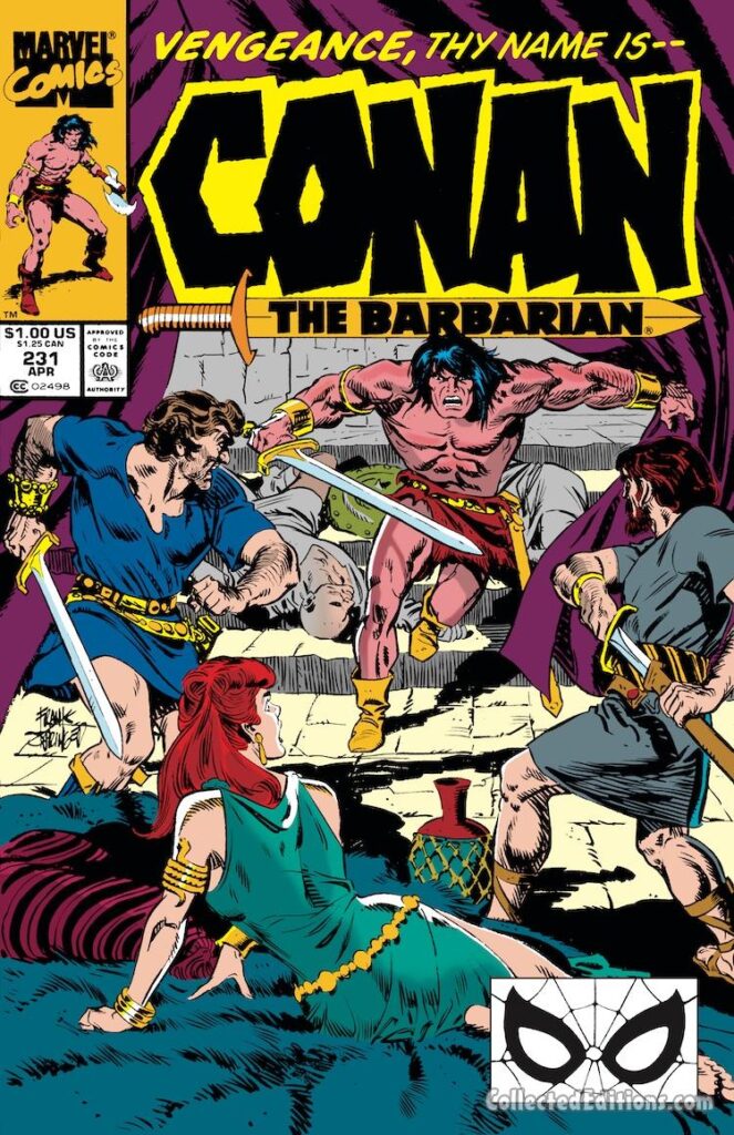 Conan the Barbarian #231 cover; pencils and inks, Frank Springer; alterations, John Romita Sr., Vengeance Thy Name Is