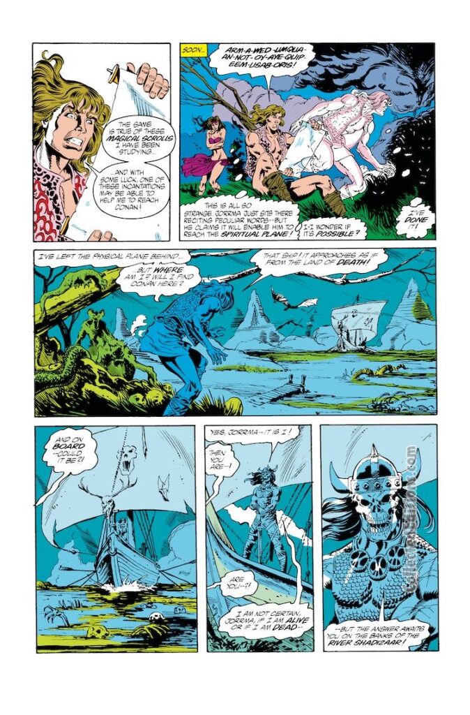 Conan the Barbarian #238, pg. 21; pencils, Gary Hartle; inks, Mike DeCarlo; Jorma, River Shadizar
