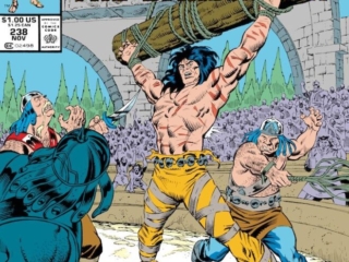 Conan the Barbarian #238 cover; pencils, Gary Hartle, Ron Lim; inks, Danny Bulanadi; When a Legend Dies