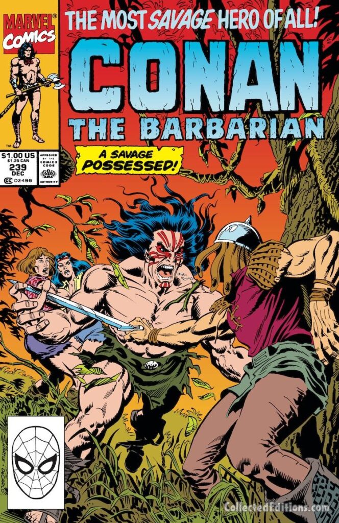 Conan the Barbarian #239 cover; pencils, Gary Hartle; inks, Mike DeCarlo; A Savage Possessed