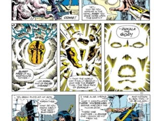 Conan the Barbarian #242, pg. 18; pencils, Gary Hartle; inks, Mike DeCarlo Conan the Barbarian #242, pg. 18; pencils, Gary Hartle; inks, Mike DeCarlo; Zukala the God, El-Ron, Karanthes
