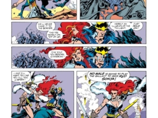 Conan the Barbarian #244, pg. 3; pencils, Gary Hartle; inks, Mike DeCarlo Conan the Barbarian #244, pg. 3; pencils, Gary Hartle; inks, Mike DeCarlo, Red Sonja