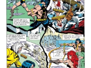 Conan the Barbarian #246, pg. 11; pencils, Gary Hartle; inks, Mike DeCarlo Conan the Barbarian #246, pg. 11; pencils, Gary Hartle; inks, Mike DeCarlo; Red Sonja, Zula, Amalric