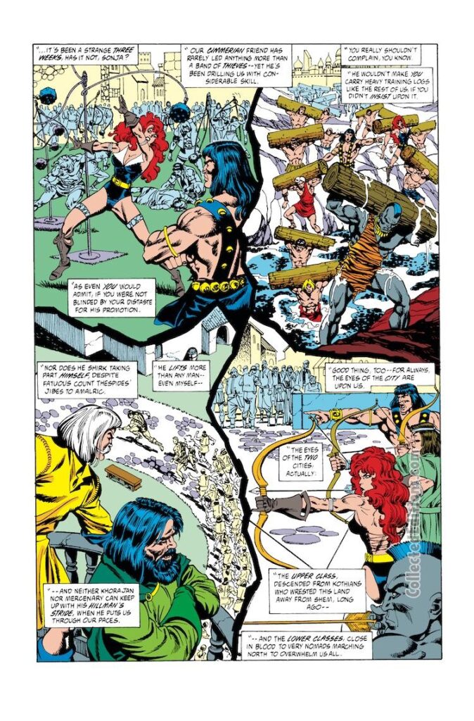 Conan the Barbarian #246, pg. 11; pencils, Gary Hartle; inks, Mike DeCarlo; Red Sonja, Zula, Amalric