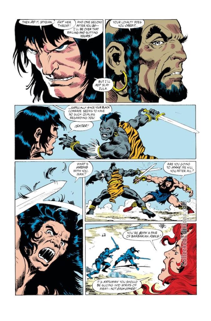 Conan the Barbarian #248, pg. 7; pencils, Mike Docherty; inks, Ernie Chan, Garry Talaoc, Zula, Red Sonja