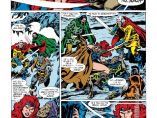 Conan the Barbarian #249, pg. 2; pencils, Mike Docherty; inks, Ernie Chan Conan the Barbarian #249, pg. 2; pencils, Mike Docherty; inks, Ernie Chan, Red Sonja, Natohk, Amalric, Thugra Khotan, Fahim