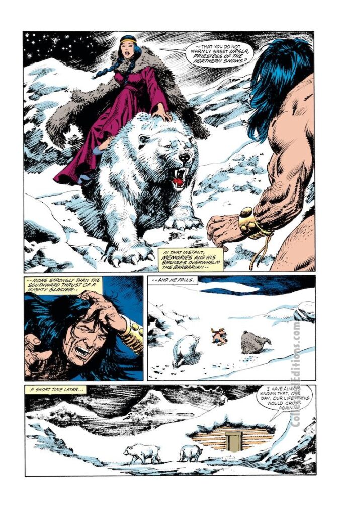 Conan the Barbarian #258, pg. 13; pencils, Mike Docherty; inks, Ricardo Villagran, Ursla, Priestess of the Northern Snows