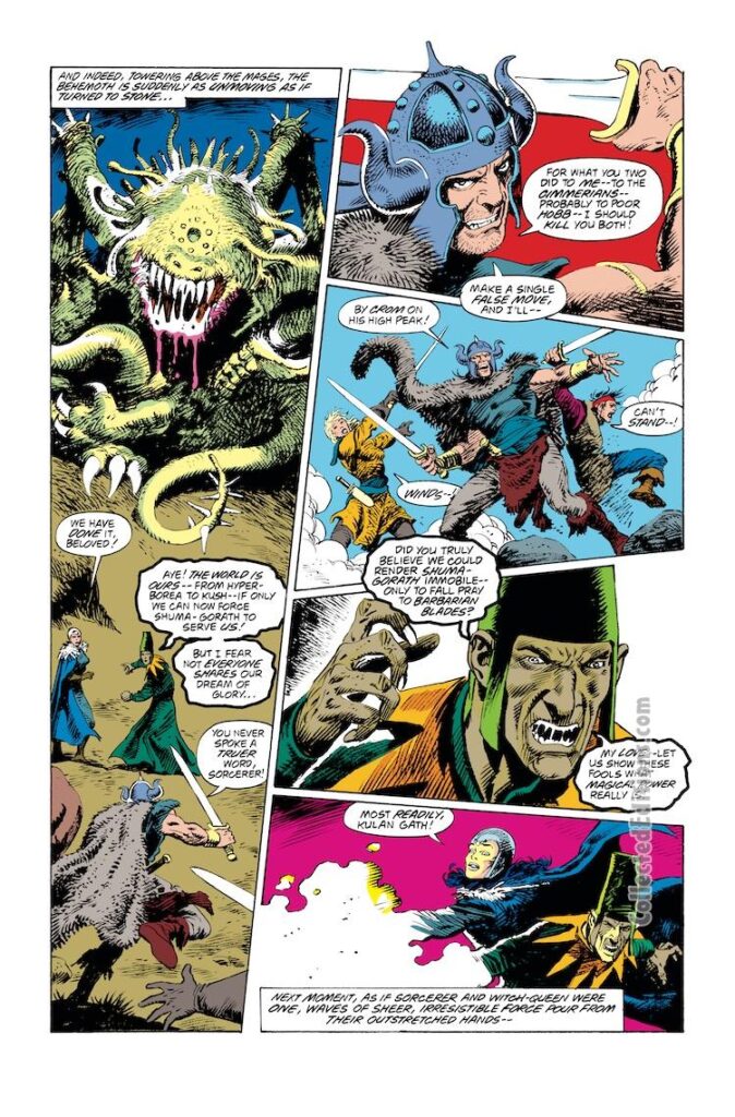 Conan the Barbarian #260, pg. 3; pencils, Mike Docherty; inks, Ricardo Villagran; Shuma-Gorath, Kulan Gath, Vammatar