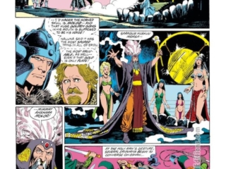 Conan the Barbarian #263, pg. 13; pencils, Mike Docherty; inks, Ricardo Villagran Conan the Barbarian #263, pg. 13; pencils, Mike Docherty; inks, Ricardo Villagran, High Priest Sostoras, Molog, Naluna