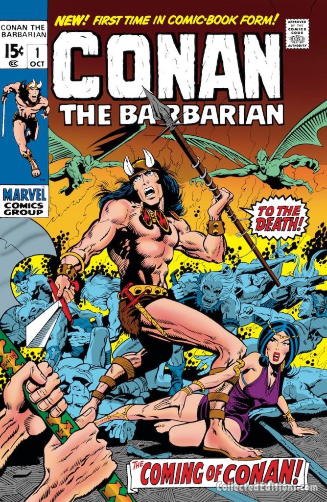 Conan the Barbarian #1 cover; pencils, Barry Windsor-Smith; first Marvel appearance, the Coming of Conan, Roy Thomas