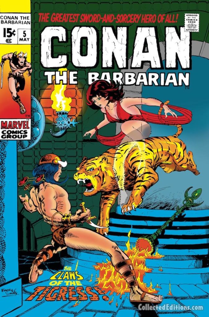 Conan the Barbarian #5 cover; pencils and inks, Barry Windsor-Smith; the Tigress, tiger