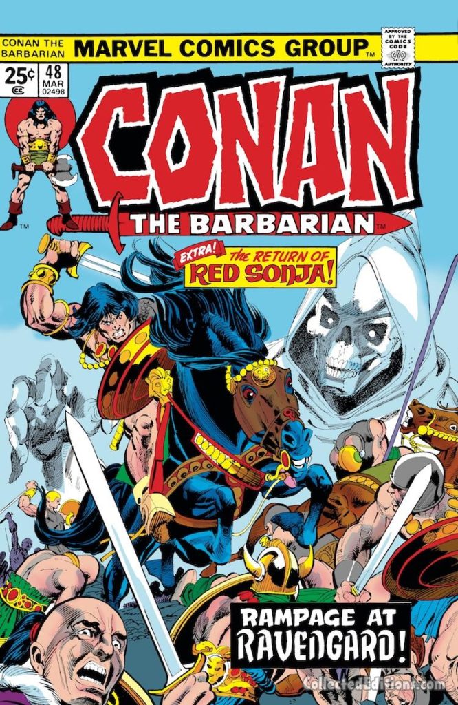 Conan the Barbarian #48 cover; pencils, Gil Kane; inks, Dick Giordano; Red Sonja