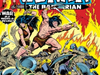 Conan the Barbarian #59 cover; pencils and inks, John Buscema; B&ecirc;lit