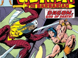 Conan the Barbarian #66 cover; pencils, Gil Kane; inks, Dan Adkins