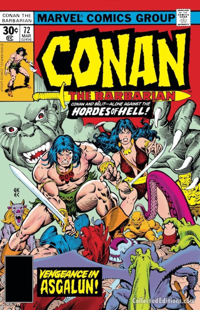 Conan the Barbarian #72 cover; pencils, Gil Kane; inks, Ernie Chan