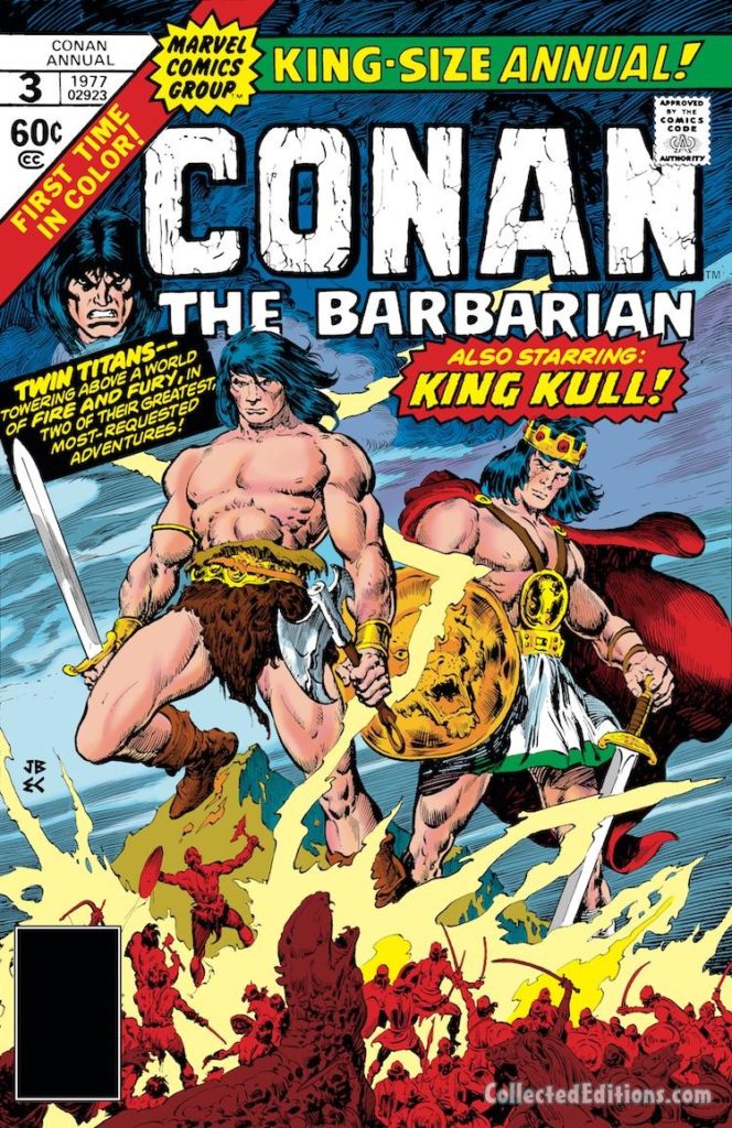 Conan the Barbarian Annual #3 cover; pencils, John Buscema; inks, Ernie Chan; King Kull