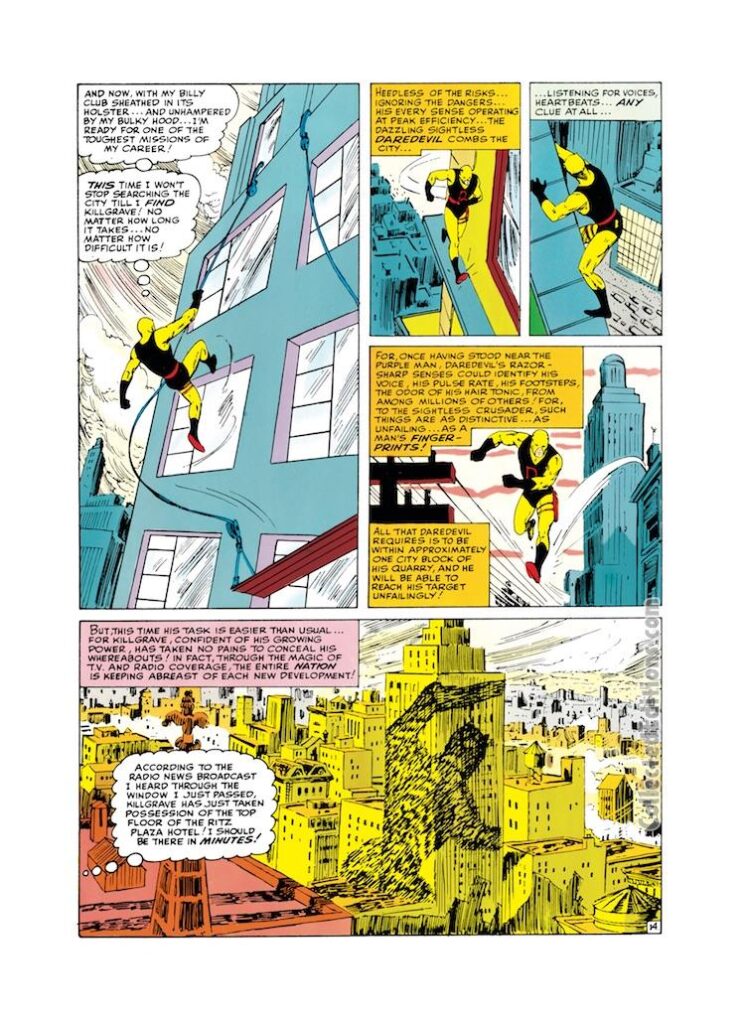 Daredevil #4, pg. 14; pencils, Joe Orlando; inks, Vince Colletta, original yellow costume