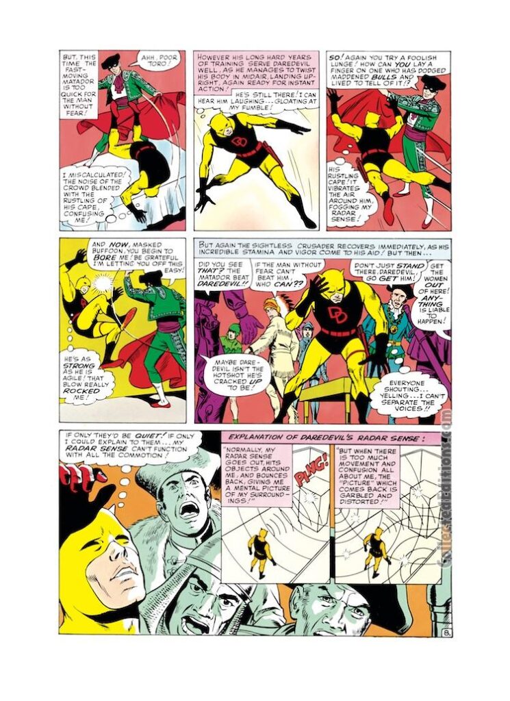 Daredevil #5, pg. 8; pencils and inks, Wally Wood; the Matador, original yellow costume