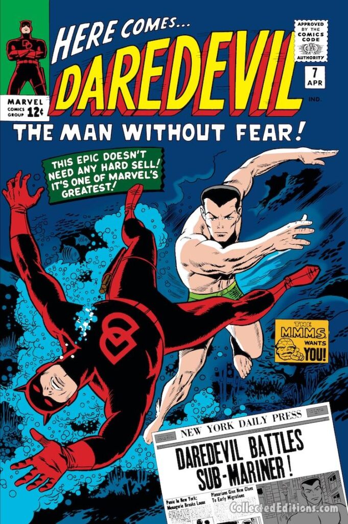 Daredevil #7 cover; pencils and inks, Wally Wood; Daredevil Battles the Sub-Mariner, Stan Lee