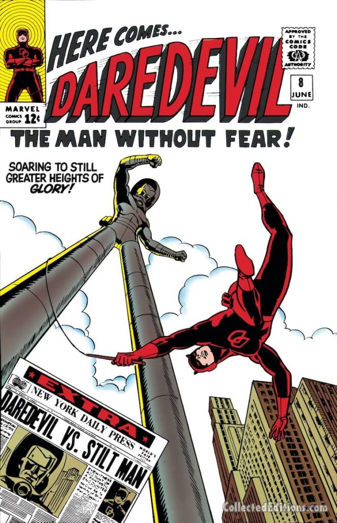 Daredevil #8 cover; pencils and inks, Wally Wood; Daredevil vs. Stilt-Man