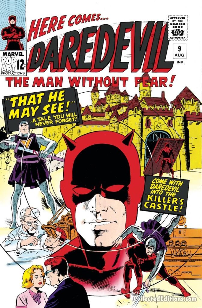 Daredevil #9 cover; pencils and inks, Wally Wood ; The Killer&#039;s Castle, Stan Lee