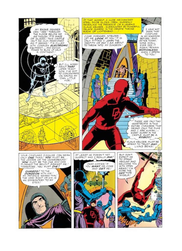 Daredevil #9, pg. 9; layouts and inks, Wally Wood; pencils, Bob Powell; radar sense