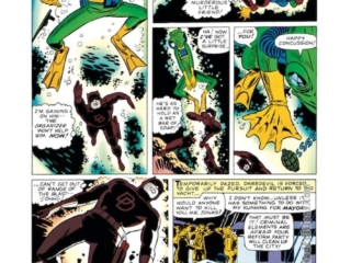 Daredevil #10, pg. 9; layouts, Bob Powell; pencils and inks, Wally Wood; Frog-Man, Ani-Men