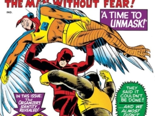 Daredevil #11 cover; pencils, Wally Wood; inks, Stan Goldberg; Who is the Organizer? Ani-Men, Bird-Man, Ape-Man