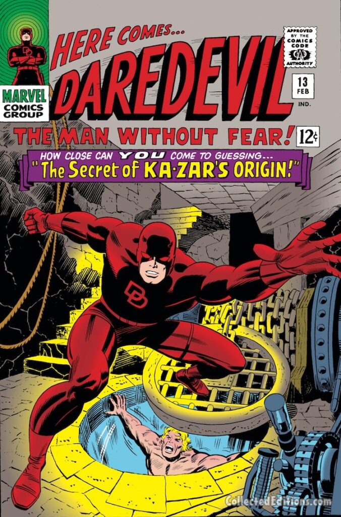 Daredevil #13 cover; pencils, John Romita Sr.; inks, John Romita Sr.; Secret of Ka-Zar&#039;s origin