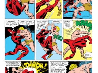 Daredevil #13, pg. 15; layouts, Jack Kirby; pencils and inks, John Romita Sr.; Ka-Zar