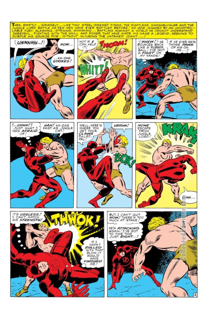 Daredevil #13, pg. 15; layouts, Jack Kirby; pencils and inks, John Romita Sr.; Ka-Zar