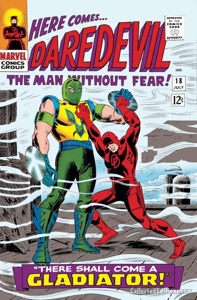 Daredevil #18 cover; pencils, John Romita Sr.; inks, uncredited; Gladiator