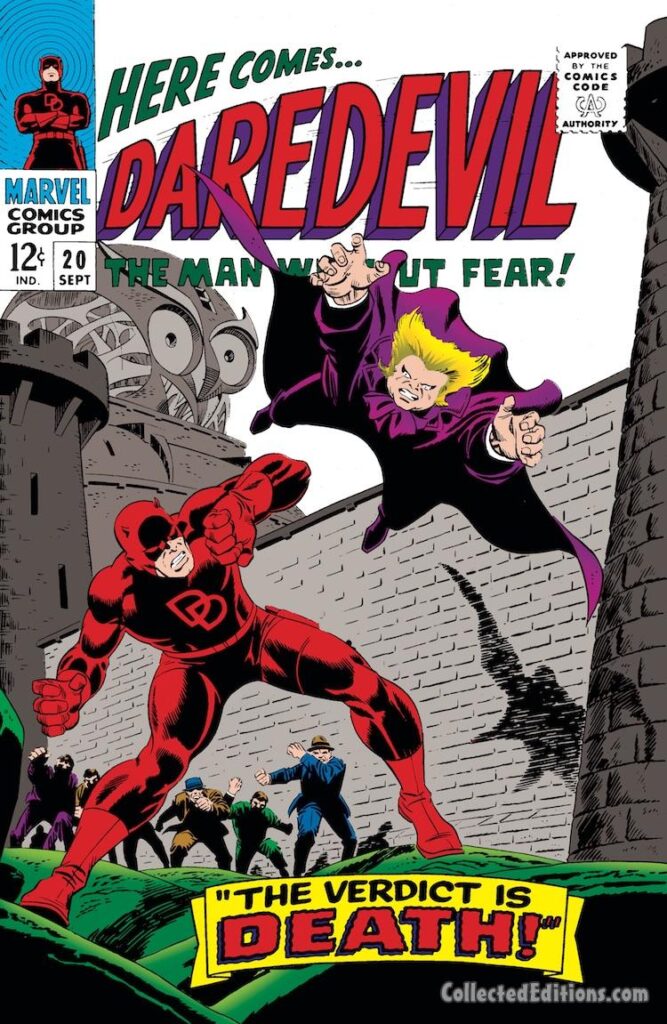 Daredevil #20 cover; pencils, John Romita Sr.; inks, uncredited; The Owl, The Verdict Is Death