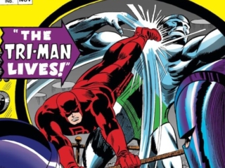Daredevil #22 cover; pencils, Gene Colan; inks, Frank Giacoia; Tri-Man