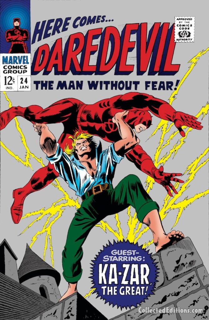 Daredevil #24 cover; pencils, Gene Colan; inks, Frank Giacoia; Ka-Zar the Great