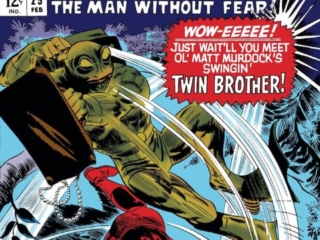 Daredevil #25 cover; pencils, Gene Colan; inks, Frank Giacoia; Leap Frog, Matt Murdock's Swinging Brother Mike
