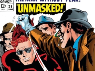 Daredevil #29 cover; pencils, Gene Colan; inks, Frank Giacoia; Unmasked