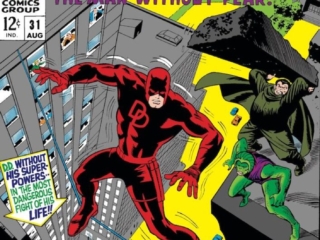 Daredevil #31 cover; pencils, Gene Colan; inks, Frank Giacoia; alterations, John Romita Sr.; Mr. Hyde, Cobra, Blind Man's Bluff