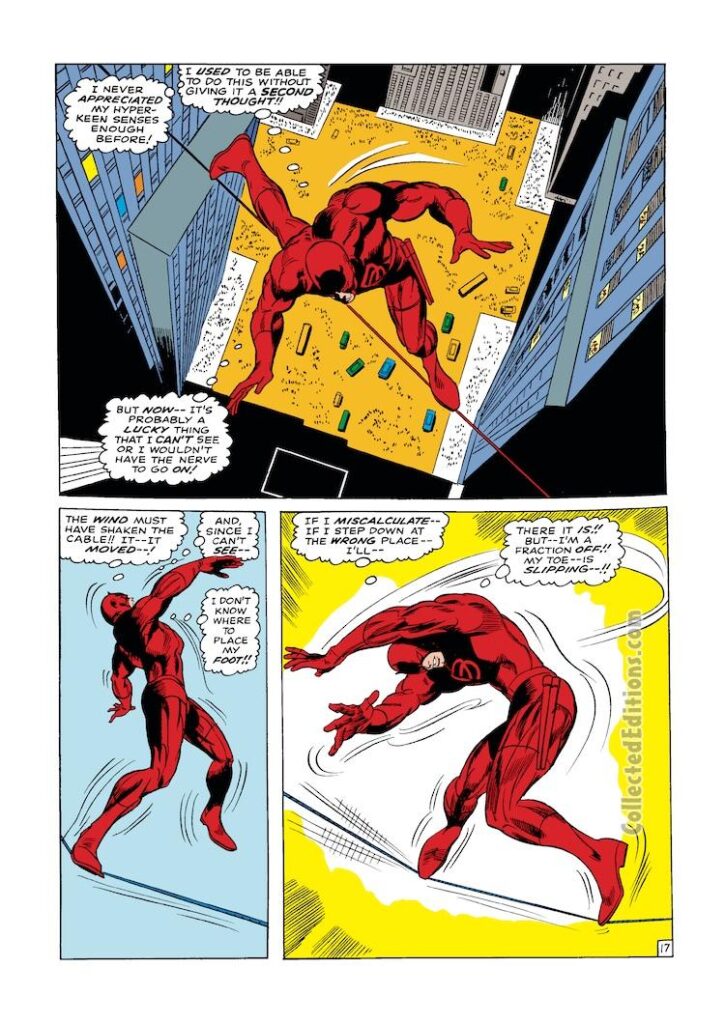 Daredevil #31, pg. 16; pencils, Gene Colan; inks, John Tartaglione; tightrope