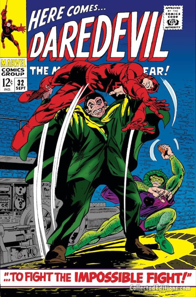 Daredevil #32 cover; pencils, Gene Colan; inks, John Tartaglione; To Fight the Impossible Fight, Mr. Hyde, Cobra