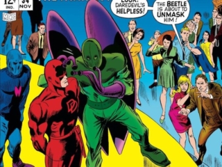 Daredevil #34 cover; pencils, Gene Colan; inks, John Tartaglione; To Squash a Beetle