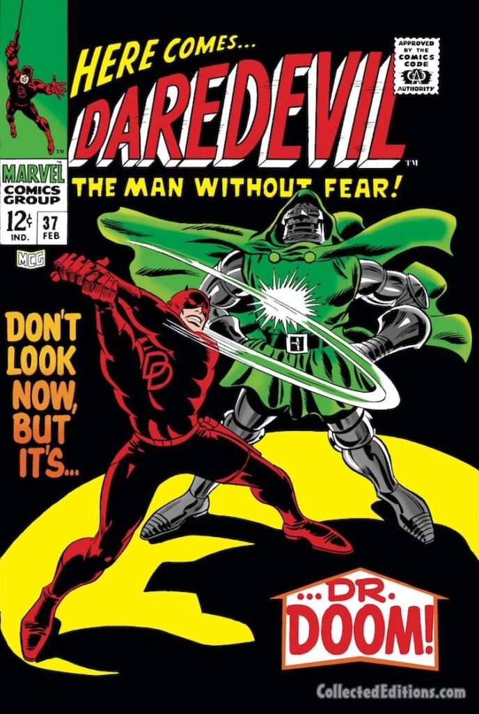 Daredevil #37 cover; pencils, Gene Colan; inks, Frank Giacoia; Don&#039;t Look Now But It&#039;s Doctor Doom, Dr. Doom