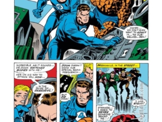 Daredevil #38, pg. 5; pencils, Gene Colan; inks, Frank Giacoia; Fantastic Four, Thing, Mister Fantastic, Human Torch