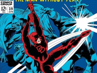 Daredevil #39 cover; pencils, Gene Colan; inks, Frank Giacoia; The Unholy Three, Ani-Men