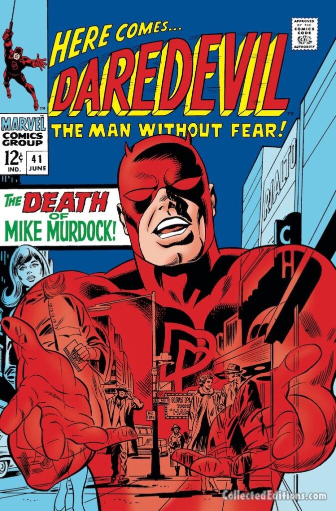 Daredevil #41 cover; pencils, Gene Colan; inks, Frank Giacoia; The Death of Mike Murdock