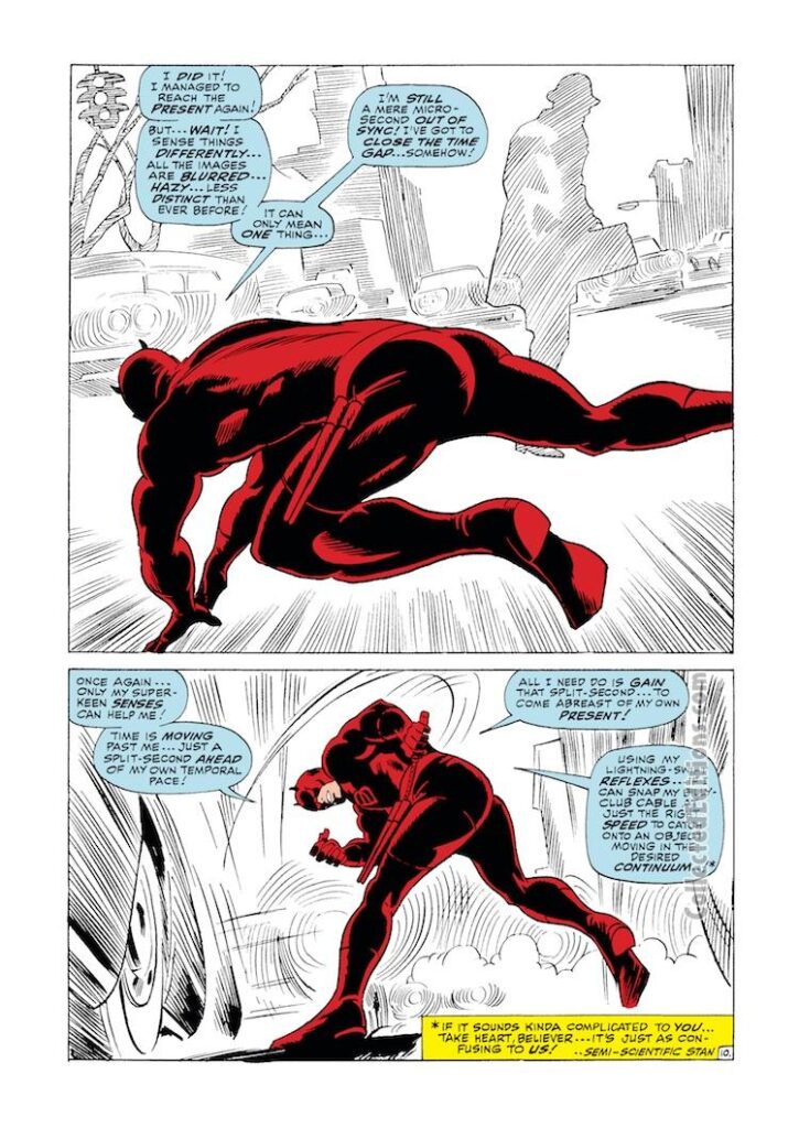 Daredevil #41, pg. 10; pencils, Gene Colan; inks, John Tartaglione; radar sense